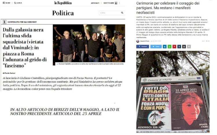 Squadristi tentano nuove «Marce» su Roma. Sui manifesti neofascisti a Vasto continua il silenzio