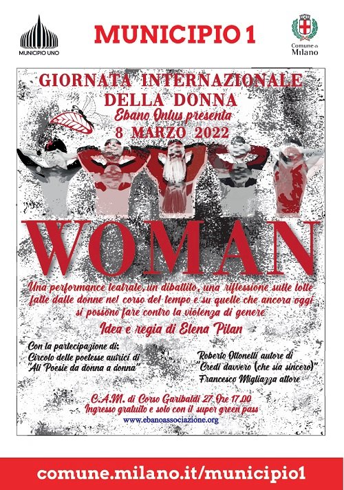 Giornata Internazionale della Donna, a Milano performance teatrale WOMAN