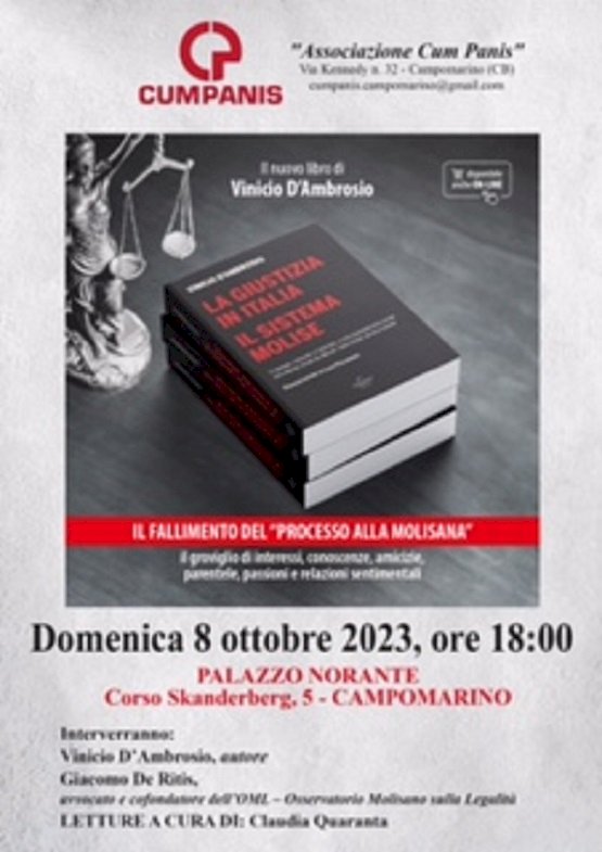 Tutto pronto per la presentazione del libro di D'Ambrosio «La giustizia in Italia, il sistema Molise»