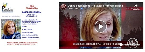 Milena Santirocco scomparsa a Torino di Sangro, ricerche in corso
