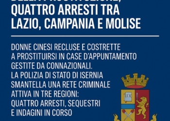 Sfruttamento sessuale e clandestinità: arrestati quattro cittadini cinesi a Isernia