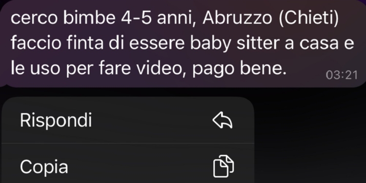 Canale telegram pedopornografico denunciato da Meter, pedocriminali attivi anche dall’Abruzzo