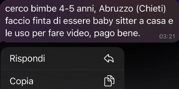 Canale telegram pedopornografico denunciato da Meter, pedocriminali attivi anche dall’Abruzzo