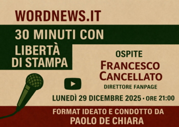 Libertà di stampa, Francesco Cancellato a “30 minuti con…”: diretta YouTube lunedì 29 dicembre 2025 (ore 21:00)