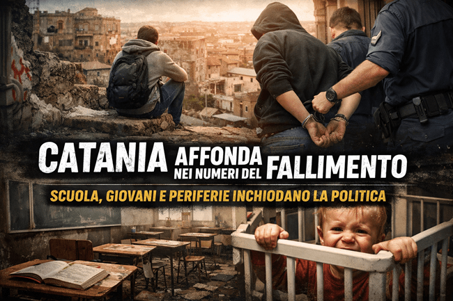 Catania affonda nei numeri del fallimento: scuola, giovani e periferie inchiodano la politica