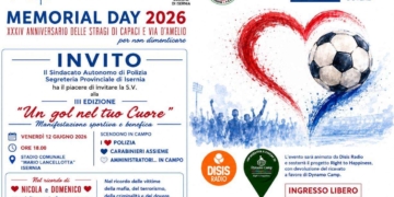 Memorial Day SAP 2026, a Isernia torna “Un gol nel tuo cuore”: sport, memoria e solidarietà allo stadio Lancellotta