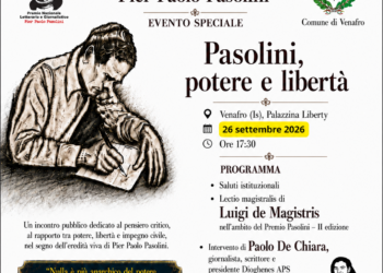 Premio Pasolini 2026, a Venafro l’evento speciale “Pasolini, potere e libertà” con Luigi de Magistris