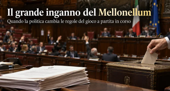 Il grande inganno del “Mellonellum”: quando la politica cambia le regole del gioco a partita in corso